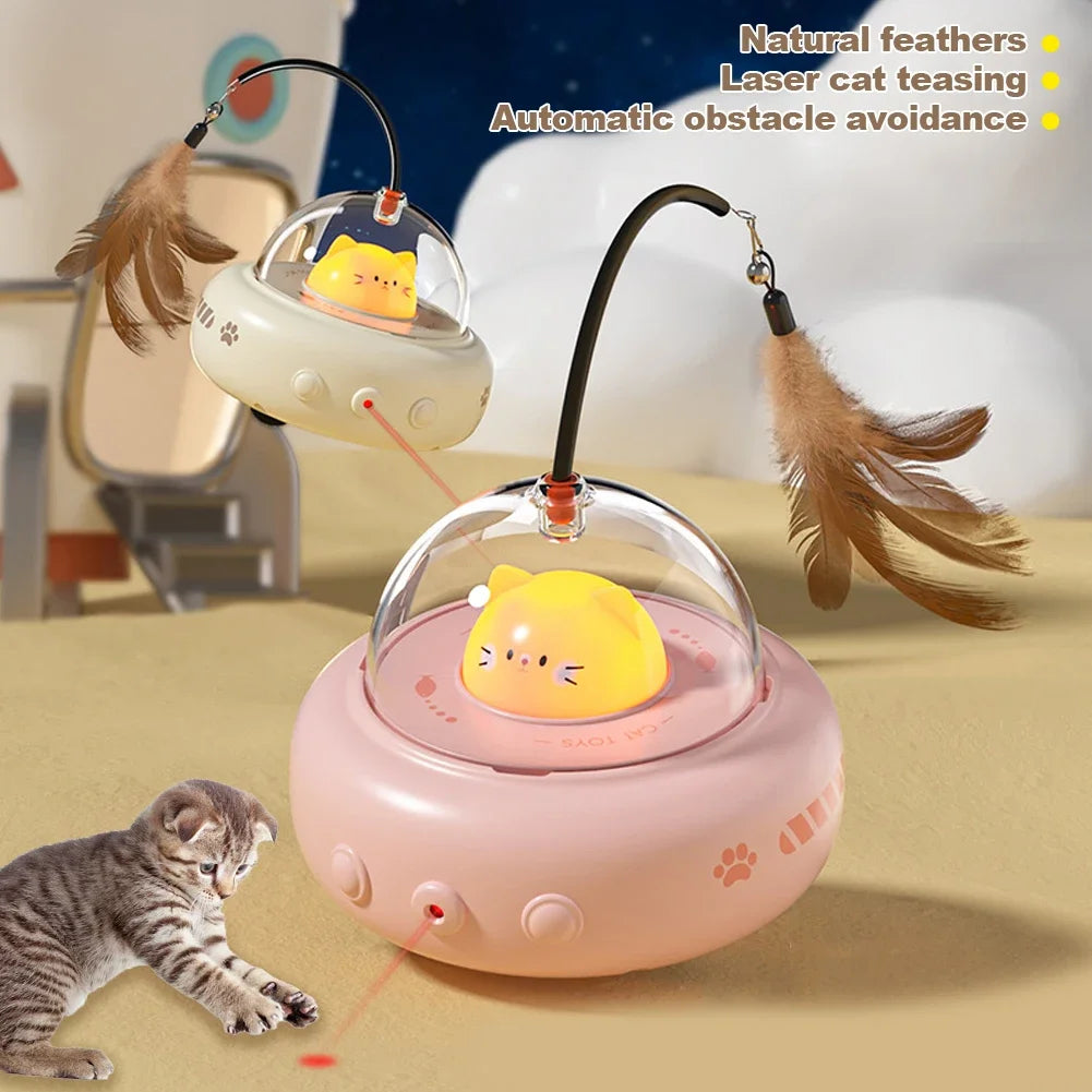 UFO Interactive Cat Toy – Smart Spinning Feather Teaser - Elorapets Elorapets Milk Coffee Color j4e0kn-zs 0 UFO Interactive Cat Toy – Smart Spinning Feather Teaser