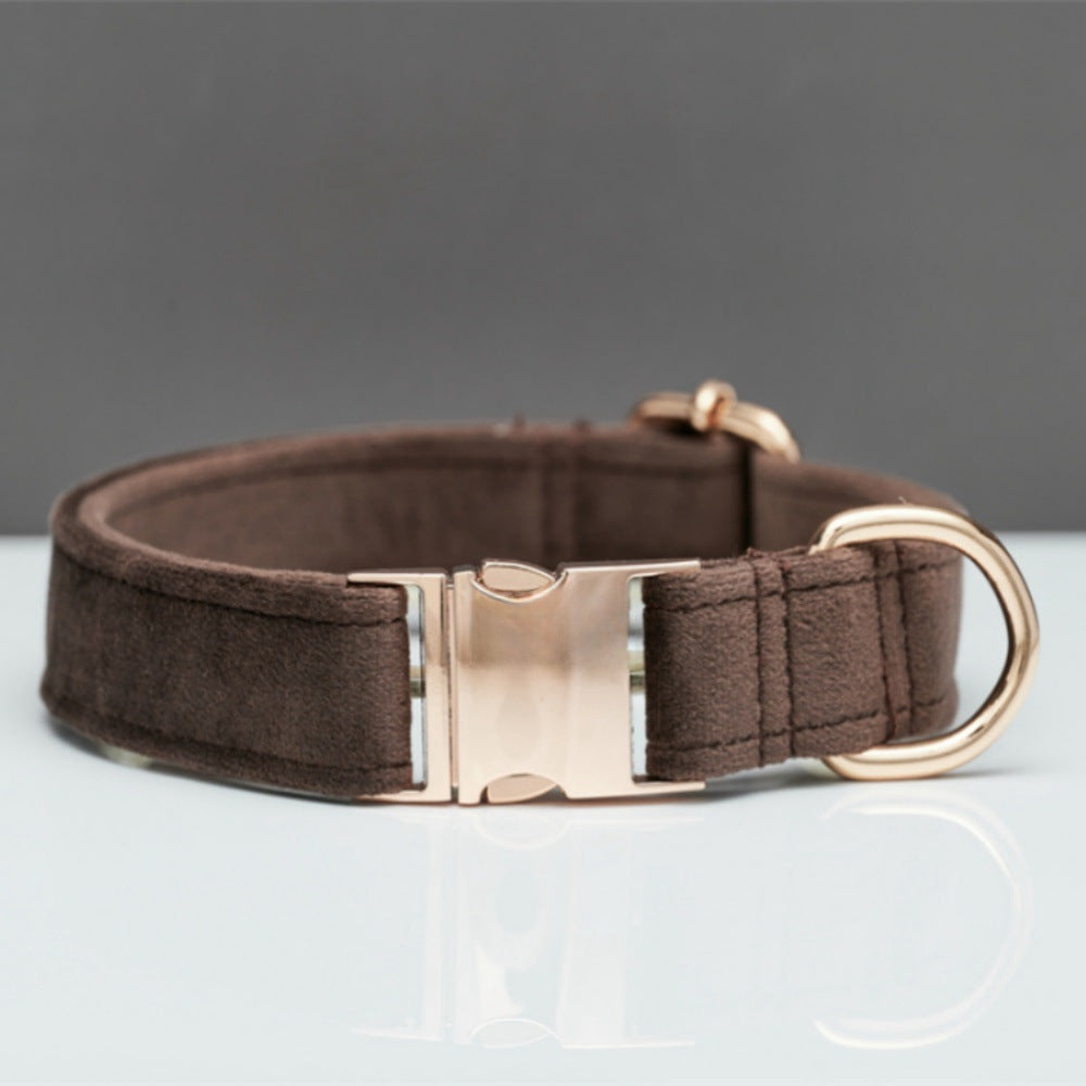 Multiple Colour Velvet Personalise Dog Collar Leash Set With Bow - Elorapets Elorapets Brown / XS j4e0kn-zs 0 Multiple Colour Velvet Personalise Dog Collar Leash Set With Bow