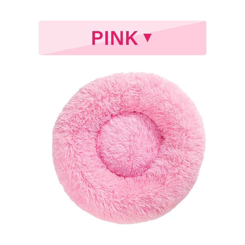 Fluffy Donut Dog Bed – Soft Plush Calming Pet Cushion - Elorapets Elorapets S / Pink without zipper j4e0kn-zs 4 Fluffy Donut Dog Bed – Soft Plush Calming Pet Cushion