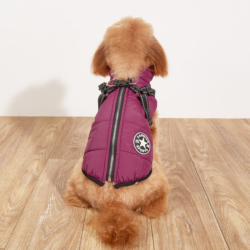 Warm Cotton-Padded Dog Jacket – Fleece Lined Reflective Winter Coat - Elorapets Elorapets Purple / 2XL j4e0kn-zs 0 Warm Cotton-Padded Dog Jacket – Fleece Lined Reflective Winter Coat