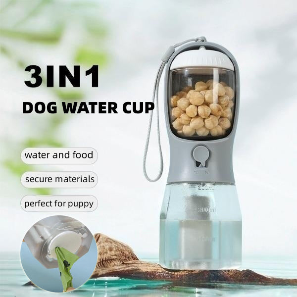 3-in-1 Portable Dog Water Bottle With Feeder & Bags - Elorapets Elorapets 300ml Garbage Bag / Indigo j4e0kn-zs 0 3-in-1 Portable Dog Water Bottle With Feeder & Bags