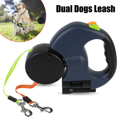 Reflective Retractable Dual Dog Leash – 360° Swivel with Light - Elorapets Elorapets Black / 3 M j4e0kn-zs 0 Reflective Retractable Dual Dog Leash – 360° Swivel with Light