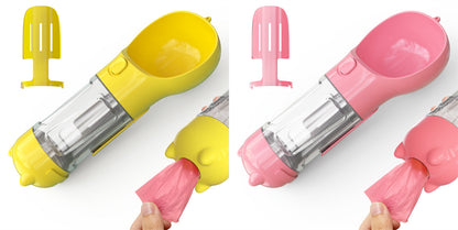 3-in-1 Portable Dog Water Bottle – Feeder & Waste Bag Dispenser - Elorapets Elorapets Yellow pink pcs / 300ml j4e0kn-zs 0 3-in-1 Portable Dog Water Bottle – Feeder & Waste Bag Dispenser