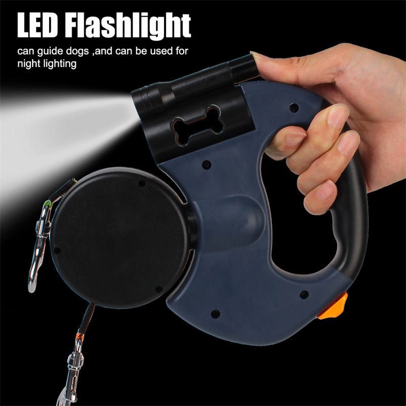 Reflective Retractable Dual Dog Leash – 360° Swivel with Light - Elorapets Elorapets Black / 3 M j4e0kn-zs 0 Reflective Retractable Dual Dog Leash – 360° Swivel with Light