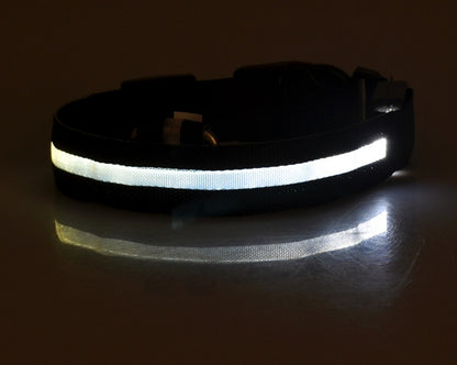 LED Luminous Dog Collar – Flashing Night Safety Nylon Collar - Elorapets Elorapets white / L / battery j4e0kn-zs 0 LED Luminous Dog Collar – Flashing Night Safety Nylon Collar
