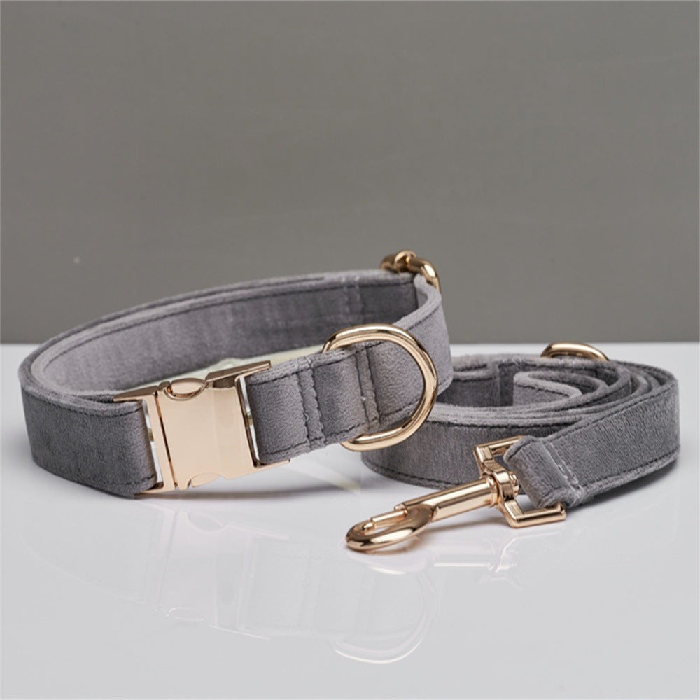 Multiple Colour Velvet Personalise Dog Collar Leash Set With Bow - Elorapets Elorapets Grey set / XS j4e0kn-zs 0 Multiple Colour Velvet Personalise Dog Collar Leash Set With Bow