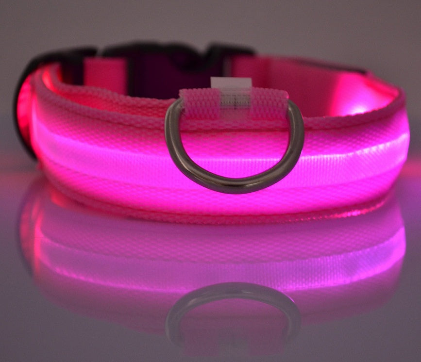 LED Luminous Dog Collar – Flashing Night Safety Nylon Collar - Elorapets Elorapets pink / XL / battery j4e0kn-zs 0 LED Luminous Dog Collar – Flashing Night Safety Nylon Collar