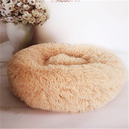 Round Plush Cat Bed – Warm Autumn & Winter Nest Mat - Elorapets Elorapets Apricot / 60cm j4e0kn-zs 0 Round Plush Cat Bed – Warm Autumn & Winter Nest Mat