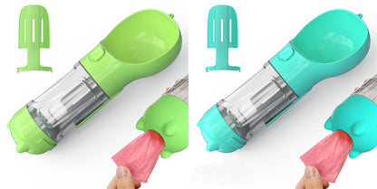 3-in-1 Portable Dog Water Bottle – Feeder & Waste Bag Dispenser - Elorapets Elorapets Green blue pcs / 300ml j4e0kn-zs 0 3-in-1 Portable Dog Water Bottle – Feeder & Waste Bag Dispenser