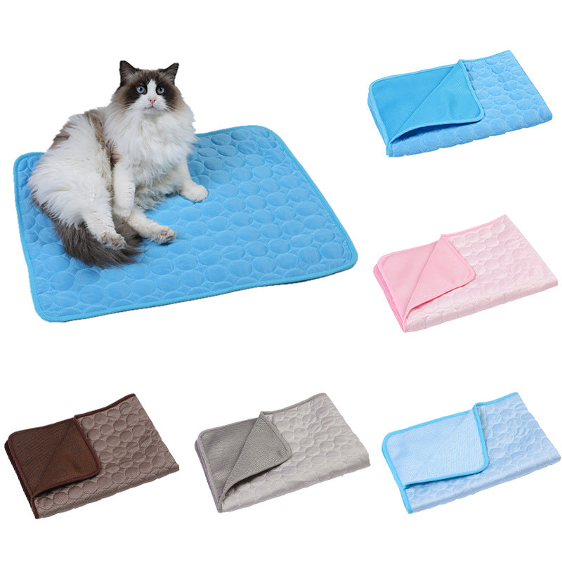 Summer Cooling Pet Sleeping Ice Silk Mat - Elorapets Elorapets Dark Blue / 40x30cm j4e0kn-zs 0 Summer Cooling Pet Sleeping Ice Silk Mat