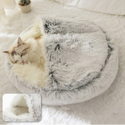 Plush Shell Pet Bed for Cats and Small Dogs - Elorapets Elorapets Coffee Plush / 60cm j4e0kn-zs 0 Plush Shell Pet Bed for Cats and Small Dogs