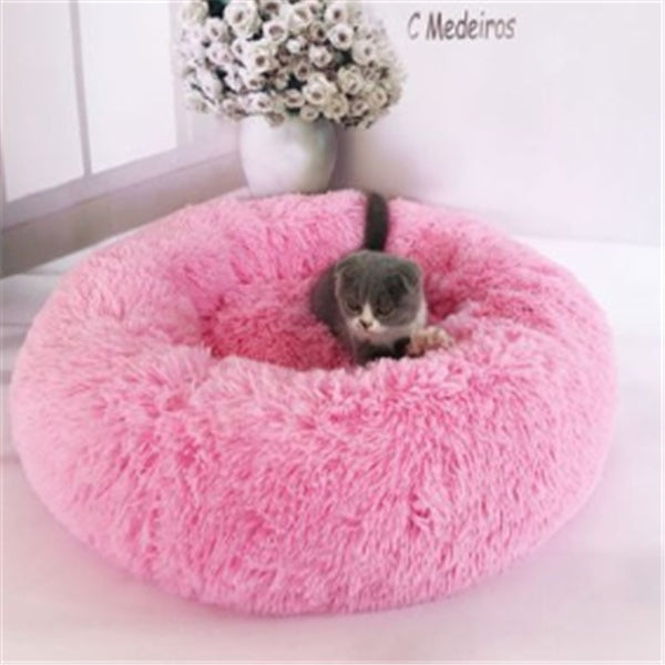 Round Plush Cat Bed – Warm Autumn & Winter Nest Mat - Elorapets Elorapets Bright powder / 50cm j4e0kn-zs 0 Round Plush Cat Bed – Warm Autumn & Winter Nest Mat