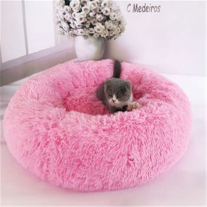Round Plush Cat Bed – Warm Autumn & Winter Nest Mat - Elorapets Elorapets Bright powder / 50cm j4e0kn-zs 0 Round Plush Cat Bed – Warm Autumn & Winter Nest Mat