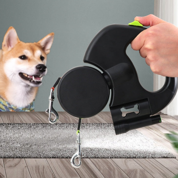 Reflective Retractable Dual Dog Leash – 360° Swivel with Light - Elorapets Elorapets Black / 3 M j4e0kn-zs 0 Reflective Retractable Dual Dog Leash – 360° Swivel with Light
