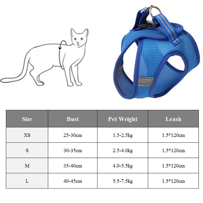 Anti-strike cat traction cat harness - Elorapets Elorapets Blue / L j4e0kn-zs 0 Anti-strike cat traction cat harness