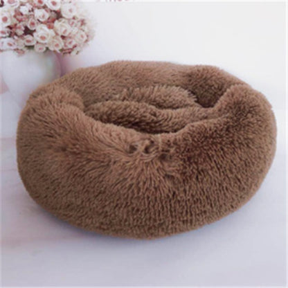 Round Plush Cat Bed – Warm Autumn & Winter Nest Mat - Elorapets Elorapets Light coffee / 50cm j4e0kn-zs 0 Round Plush Cat Bed – Warm Autumn & Winter Nest Mat