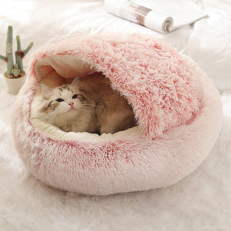 Plush Shell Pet Bed for Cats and Small Dogs - Elorapets Elorapets Coffee Plush / 60cm j4e0kn-zs 0 Plush Shell Pet Bed for Cats and Small Dogs