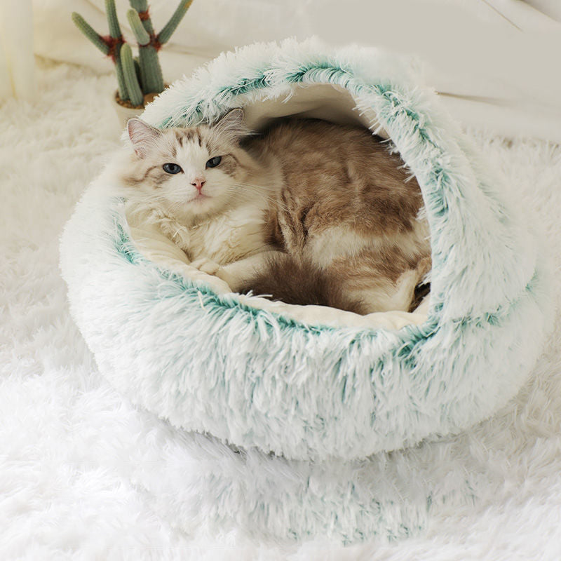 Plush Shell Pet Bed for Cats and Small Dogs - Elorapets Elorapets Coffee Plush / 60cm j4e0kn-zs 0 Plush Shell Pet Bed for Cats and Small Dogs