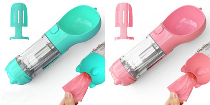 3-in-1 Portable Dog Water Bottle – Feeder & Waste Bag Dispenser - Elorapets Elorapets Blue pink pcs / 300ml j4e0kn-zs 0 3-in-1 Portable Dog Water Bottle – Feeder & Waste Bag Dispenser