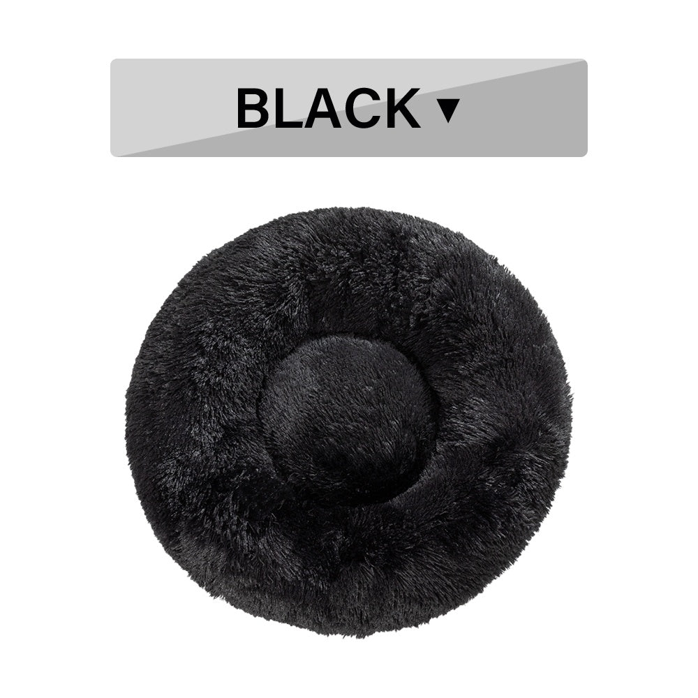 Fluffy Donut Dog Bed – Soft Plush Calming Pet Cushion - Elorapets Elorapets S / Black without zipper j4e0kn-zs 4 Fluffy Donut Dog Bed – Soft Plush Calming Pet Cushion
