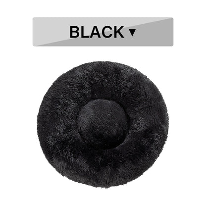 Fluffy Donut Dog Bed – Soft Plush Calming Pet Cushion - Elorapets Elorapets S / Black without zipper j4e0kn-zs 4 Fluffy Donut Dog Bed – Soft Plush Calming Pet Cushion