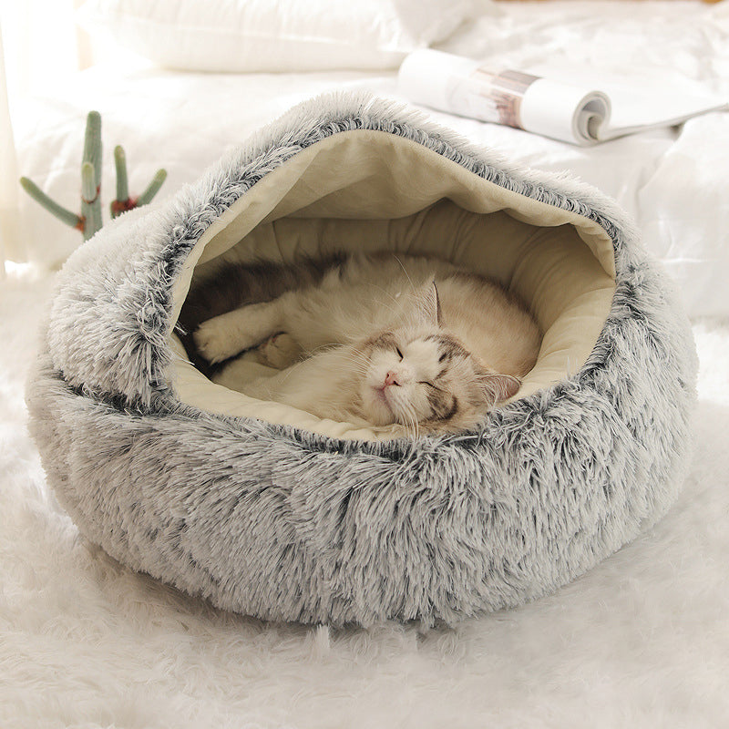 Plush Shell Pet Bed for Cats and Small Dogs - Elorapets Elorapets Coffee Plush / 60cm j4e0kn-zs 0 Plush Shell Pet Bed for Cats and Small Dogs