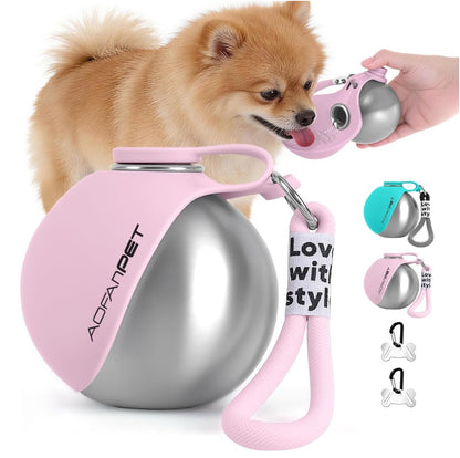 Portable Stainless Steel Dog Water Bottle – Travel Drinking Cup - Elorapets Elorapets Pink / Printed j4e0kn-zs 0 Portable Stainless Steel Dog Water Bottle – Travel Drinking Cup