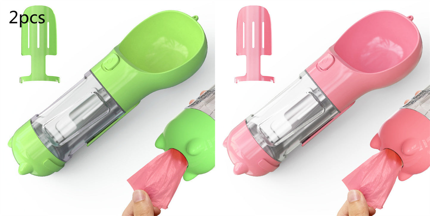 3-in-1 Portable Dog Water Bottle – Feeder & Waste Bag Dispenser - Elorapets Elorapets Green 2pcs pink / 300ml j4e0kn-zs 0 3-in-1 Portable Dog Water Bottle – Feeder & Waste Bag Dispenser