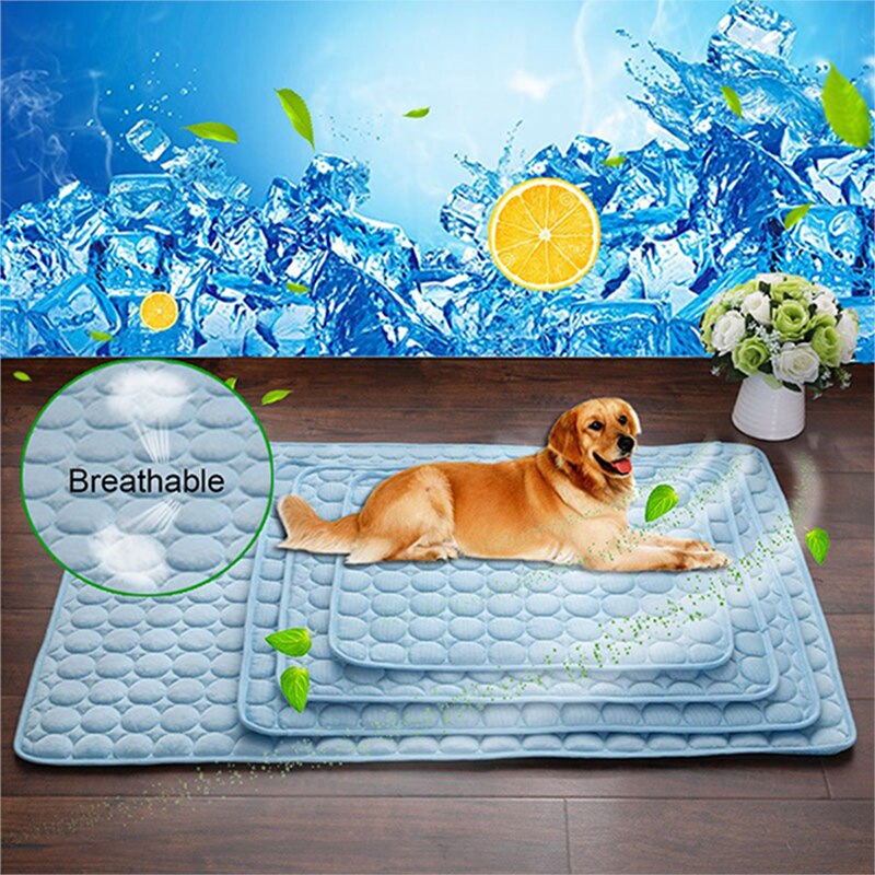 Pet Dog Cat Ice Silk Cold Nest Pad For Cooling In Summer - Elorapets Elorapets Blue / 50x40cm j4e0kn-zs 0 Pet Dog Cat Ice Silk Cold Nest Pad For Cooling In Summer