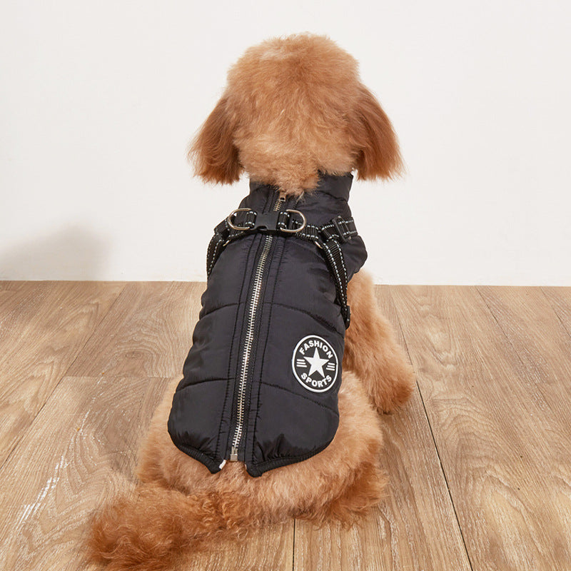 Warm Cotton-Padded Dog Jacket – Fleece Lined Reflective Winter Coat - Elorapets Elorapets Black / 2XL j4e0kn-zs 0 Warm Cotton-Padded Dog Jacket – Fleece Lined Reflective Winter Coat