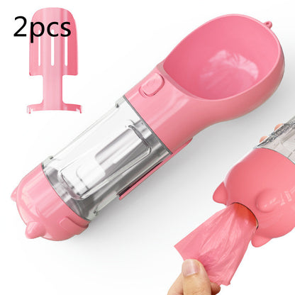 3-in-1 Portable Dog Water Bottle – Feeder & Waste Bag Dispenser - Elorapets Elorapets Pink 2pcs / 300ml j4e0kn-zs 0 3-in-1 Portable Dog Water Bottle – Feeder & Waste Bag Dispenser