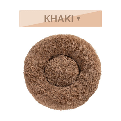 Fluffy Donut Dog Bed – Soft Plush Calming Pet Cushion - Elorapets Elorapets S / Khaki without zipper j4e0kn-zs 4 Fluffy Donut Dog Bed – Soft Plush Calming Pet Cushion