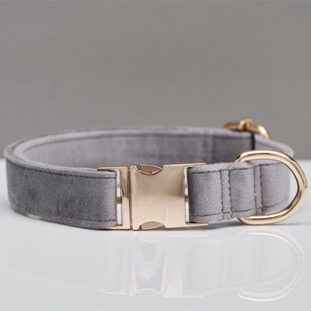 Multiple Colour Velvet Personalise Dog Collar Leash Set With Bow - Elorapets Elorapets Grey / XS j4e0kn-zs 0 Multiple Colour Velvet Personalise Dog Collar Leash Set With Bow