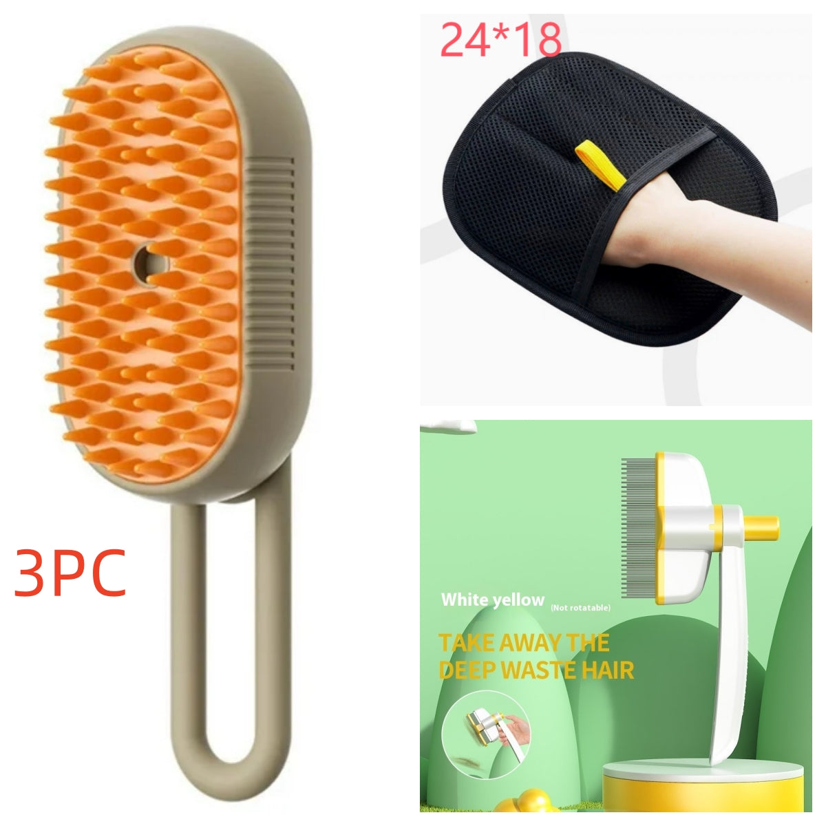 Electric Steam Pet Grooming Brush – 3-in-1 Deshedding Comb - Elorapets Elorapets Set5 / USB j4e0kn-zs 0 Electric Steam Pet Grooming Brush – 3-in-1 Deshedding Comb