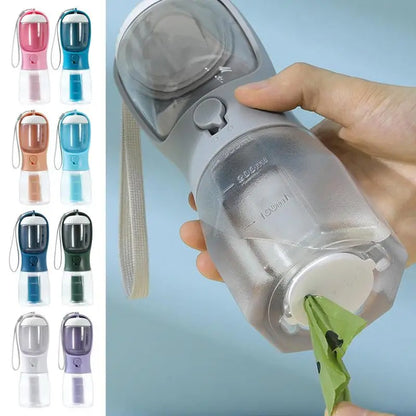3-in-1 Portable Dog Water Bottle With Feeder & Bags - Elorapets Elorapets 300ml Garbage Bag / Indigo j4e0kn-zs 0 3-in-1 Portable Dog Water Bottle With Feeder & Bags