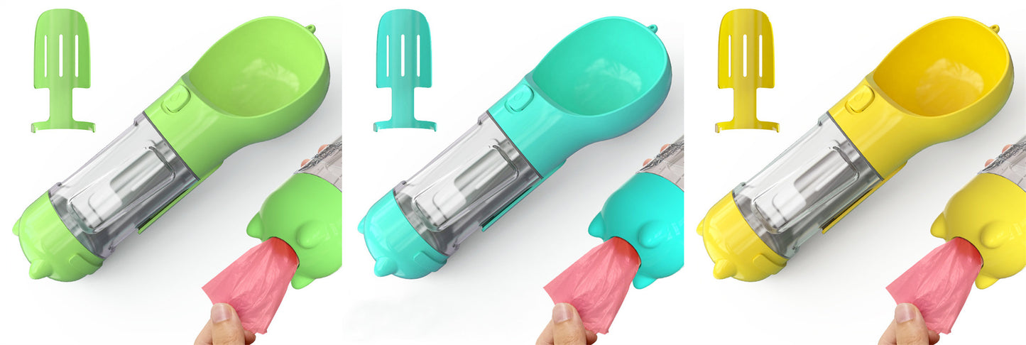 3-in-1 Portable Dog Water Bottle – Feeder & Waste Bag Dispenser - Elorapets Elorapets Green blue yellow / 300ml j4e0kn-zs 0 3-in-1 Portable Dog Water Bottle – Feeder & Waste Bag Dispenser
