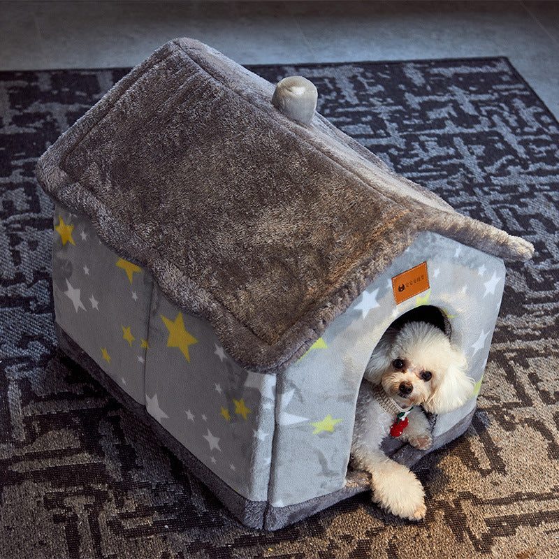 Foldable Winter Pet House – Warm Enclosed Cat & Dog Bed - Elorapets Elorapets Yellow omelette / Small j4e0kn-zs 0 Foldable Winter Pet House – Warm Enclosed Cat & Dog Bed