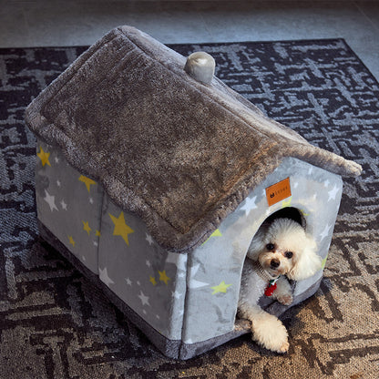 Foldable Winter Pet House – Warm Enclosed Cat & Dog Bed - Elorapets Elorapets Yellow omelette / Small j4e0kn-zs 0 Foldable Winter Pet House – Warm Enclosed Cat & Dog Bed