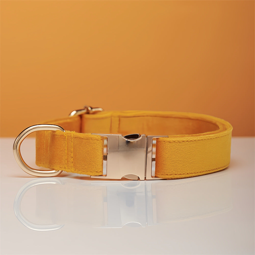 Multiple Colour Velvet Personalise Dog Collar Leash Set With Bow - Elorapets Elorapets Yellow / XS j4e0kn-zs 0 Multiple Colour Velvet Personalise Dog Collar Leash Set With Bow