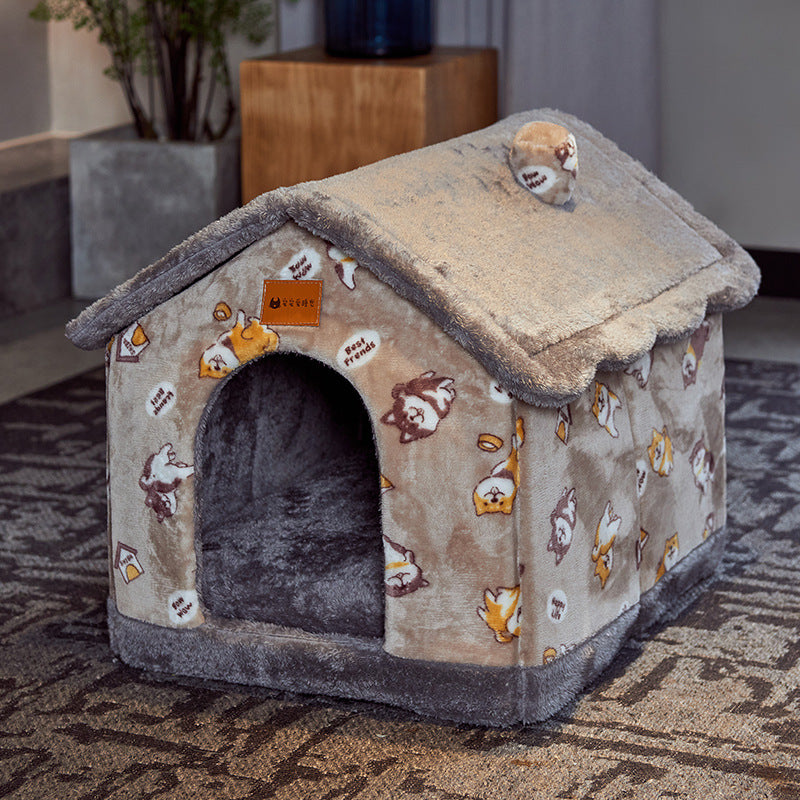 Foldable Winter Pet House – Warm Enclosed Cat & Dog Bed - Elorapets Elorapets Yellow omelette / Small j4e0kn-zs 0 Foldable Winter Pet House – Warm Enclosed Cat & Dog Bed