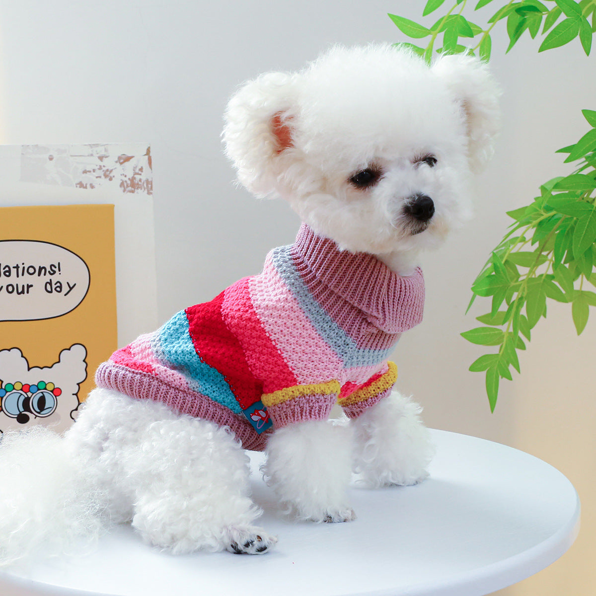 Pet Ring Comfortable Color Stripes Colorful Sweater - Elorapets Elorapets Color Stripes Colorful Sweater / XS j4e0kn-zs 0 Pet Ring Comfortable Color Stripes Colorful Sweater