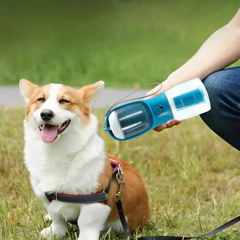 3-in-1 Portable Dog Water Bottle With Feeder & Bags - Elorapets Elorapets 300ml Garbage Bag / Indigo j4e0kn-zs 0 3-in-1 Portable Dog Water Bottle With Feeder & Bags