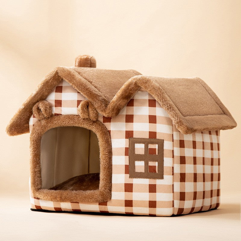 Foldable Winter Pet House – Warm Enclosed Cat & Dog Bed - Elorapets Elorapets Double top lattice bear / Large j4e0kn-zs 0 Foldable Winter Pet House – Warm Enclosed Cat & Dog Bed