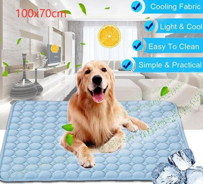 Pet Dog Cat Ice Silk Cold Nest Pad For Cooling In Summer - Elorapets Elorapets Blue / 102x70cm j4e0kn-zs 0 Pet Dog Cat Ice Silk Cold Nest Pad For Cooling In Summer