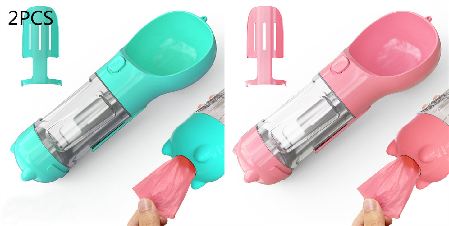 3-in-1 Portable Dog Water Bottle – Feeder & Waste Bag Dispenser