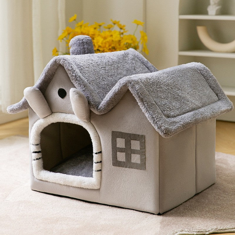 Foldable Winter Pet House – Warm Enclosed Cat & Dog Bed - Elorapets Elorapets Double top grey torso / Large j4e0kn-zs 0 Foldable Winter Pet House – Warm Enclosed Cat & Dog Bed