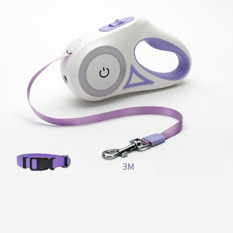 Retractable Dog Leash with LED Light – Automatic Traction Lead - Elorapets Elorapets Purple 3M / Tow rope and small collar j4e0kn-zs 0 Retractable Dog Leash with LED Light – Automatic Traction Lead