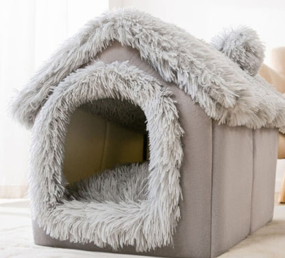 Foldable Winter Pet House – Warm Enclosed Cat & Dog Bed - Elorapets Elorapets Grey Snow House / Large j4e0kn-zs 0 Foldable Winter Pet House – Warm Enclosed Cat & Dog Bed