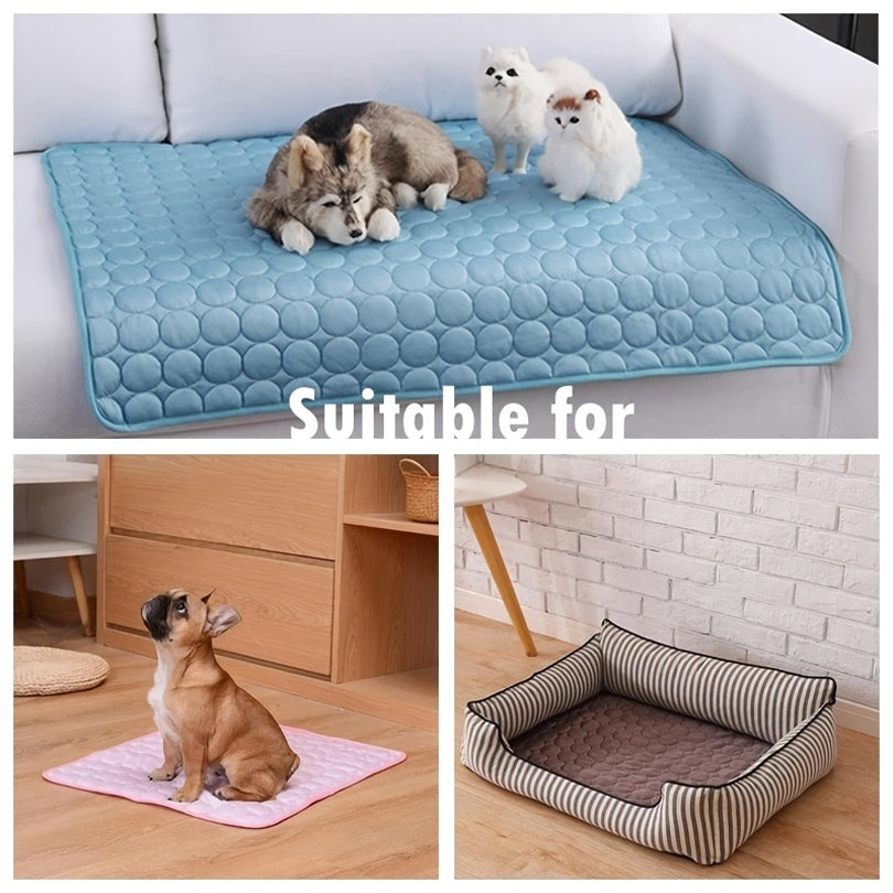 Dog Cooling Mat – Summer Ice Silk Bed for Dogs & Cats - Elorapets Elorapets Blue Edging / XS40*30cm j4e0kn-zs 0 Dog Cooling Mat – Summer Ice Silk Bed for Dogs & Cats