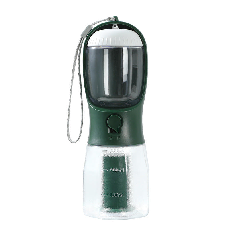 3-in-1 Portable Dog Water Bottle With Feeder & Bags - Elorapets Elorapets 300ml Garbage Bag / Dark Green j4e0kn-zs 0 3-in-1 Portable Dog Water Bottle With Feeder & Bags